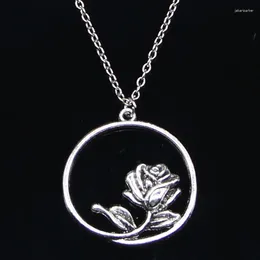 Chains 20pcs Fashion Necklace 36x33mm Rose Flower Pendants Short Long Women Men Colar Gift Jewellery Choker