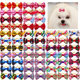 Dog Apparel 10pcs Colourful Small Bows Puppy Hair Decorate Rubber Bands Pet Headflower Supplier Accessories