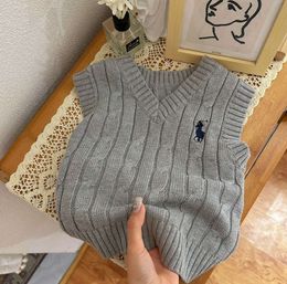 Thick Children Sweater Vest Needle Sleeveless Pullover V-Neck Knitting Tops Thread Trimming Boys 2-7T Fashion casual