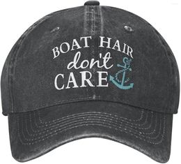 Ball Caps Boat Hair Don't Care Baseball Cap For Men Women Adjustable Distressed Vintage Trucker Unisex Dad Hat Snapback