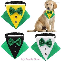 Dog Apparel Bib With Bows Tie Patrick Day Bandanas Pet Scarves Holiday For Dogs Cats Animals