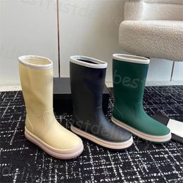 Marca designer dedo do pé quadrado mulheres botas de chuva salto grosso grosso sola tornozelo bota de borracha boa qualidade