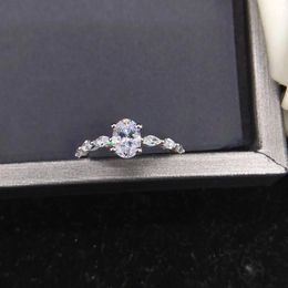 Cluster Rings 1Ct Oval Cut Diamond Engagement Ring For Women Wedding Jewellery Solid Platinum 950 R152
