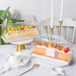 accessories 5pcs Portable Transparent Cake Roll Packaging Box Baking Packaging Birthday Party Gift Box Supplies