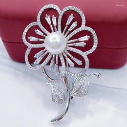 Brooches Flower Hijab Women Trendy Jewelry Brooch Imitation Pearl Inlay And Pins Scarf Scarves Buckle Clips Lucky Sonny
