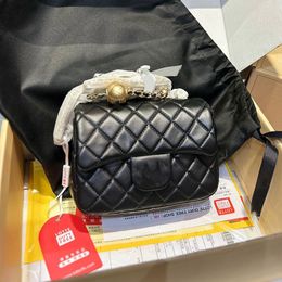 Womens Designer Classic Mini Flap Square Quilted Shoulder Bags Crush Gold Ball Adjustable Strap Crossbody Shoulder Handbags Outdoor Sac Black White Purse 17CM