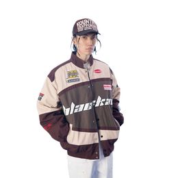 Vamtac Vintage Men Motorcycle Bomber Varsity Jackets Graphic Casual Loose Hip-hop Letterman Streetwear Uniforms