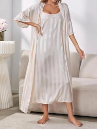 Work Dresses Women's Camisole Pajamas Jackets 2024 High-end Elegant Ice Silk Home Clothing Sets