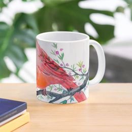 Mugs Watercolour Red Cardinal Bird Coffee Mug Large Thermal Cups For Mixer