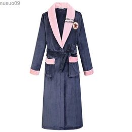 home clothing Plus size 3XL womens flannel pajamas winter warm kimono bathroom dress loose casual evening dress thick coatL2403
