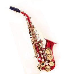 YWPL Small Curved Saxophone Wind Children's Adult Dual-purpose High Pitched Bb Soprano Bend Professional Curved Bell Saxe Musical Instrument Sax Saxofone