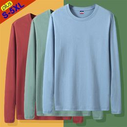 T-Shirts Men Women Long Sleeve Plain Cotton Top Tshirts Male Female Basic Children Tee Shirt Plus Size 5XL Underwear 240307