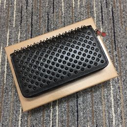 Red Bottom Rivet Wallet Panelled Spiked Clutch Women Patent Leather Mixed Colour Rivets bag Clutches Lady Anti-Perverted Long Purses with Spikes Men Wallets 1910