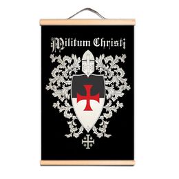 Vintage Medieval Crusader Warrior Wallpaper Canvas Artwork Solid Wood Scroll Painting Knights Templar Poster Wall Art Decor ER01