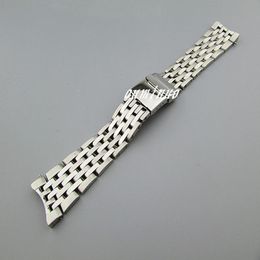 22mm New High quality SS Polishing brushed Curved End Watch Bands Bracelets For Breitling Watch211i