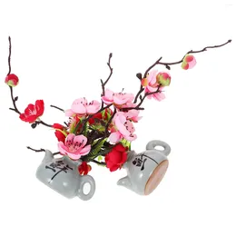 Decorative Flowers 2 Pcs Decoration Plum Blossom Plants Sashimi Artificial Plate Decorations Wedding Favour Fake Tableware Supply