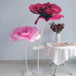 80cm Giant Artificial Flower Rose with Flower Stem Base Foam Flowers Wedding Background Wall Stage el Mall Decoration 240309