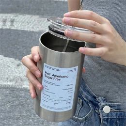Tools New Iced Coffee Cup Thermal Bottle Stainless Steel Vacuuminsulated Coffee Tumbler Mug with Straw Travel Cup Tea Mug