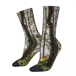 Men's Socks Woodland Light Real Tree Camouflage Kawaii Gym Cartoon Pattern