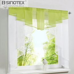 Curtains Roman Curtain Blind Valance for Window Pleated Design Stitching Colours Tulle Balcony Kitchen Panel Polyester Rod Pocket 1PCS/Lot