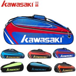 Bags Kawasaki Badminton Bag Waterproof Single Shoulder Squash Racquet Tennis Racket Sports Bags Can Hold 3 Rackets With Shoe Bag Men