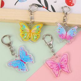 Keychains Colorful Butterfly Keychain Acrylic Key Ring Bag Pendant Trendy Jewelry Gifts For Women Handbag Accessories Couple Chains