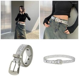 Belts Pin Belt For Women Girl Glittering WaistBand Female Casual Shorts 2000s Cowgirl Waiststrap