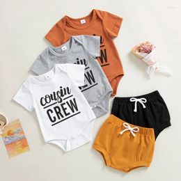 Clothing Sets 2Pcs Toddler Girls Boys Casual Clothes Summer Short Sleeve Round Collar Romper Tops Drawstring Pants Outfits