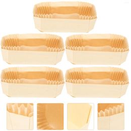 Disposable Dinnerware Wooden Box Paper Tray Multi-use Baking Mould Heat-resistant Cake Boat Shape Loaf Pan Nonstick Toast Holder