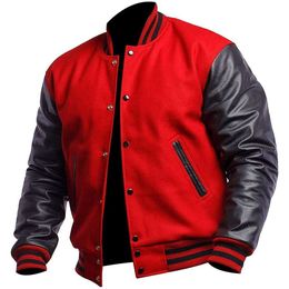 Trendsfort Mens College Baseball Bomber - Varsity | Leather Letterman Jacket Men