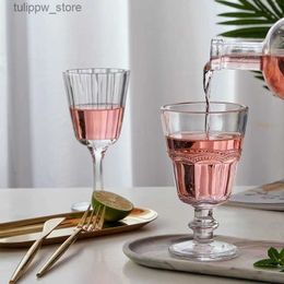 Wine Glasses 2Pcs Retro Wine Glass Embossed Champagne Glasses Flutes Home Juice Cup Drinking Glass Bar Wedding Party Goblet Drinkware Gifts L240323