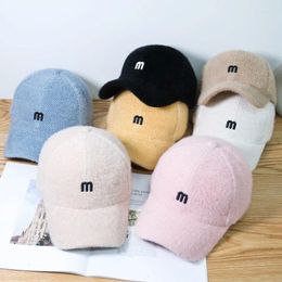 Ball Caps Woman Girl Embroidery Letters Snapback Hat Lint Solid Colour Baseball Autumn Winter Cap