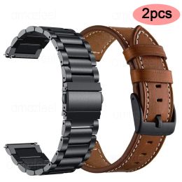 Accessories 2pcs Metal watch band+Genuine Leather watch strap For Garmin Vivoactive 3 4 Music/Forerunner 645/245/158 Venu 2 Smartwatch band