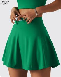 Skorts New Tennis Skirts Women Gym Golf Running Safe Pantskirt Sports Fitness Cycling Shorts Pocket High Waist Skort Short Shirt Set