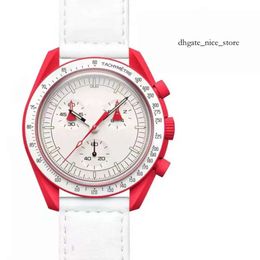 Planeta biocerâmico Moonswatch Lua Relógios masculinos Função completa Quarz Chronograph Designer Watch Mission to Mercury 42mm Luxury Watch Edition Limited Edition Wristw 937