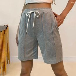 Women's Shorts Solid Color Strappy Stylish Elastic Waist Drawstring With Pockets For Summer Fitness Casual Wear Women