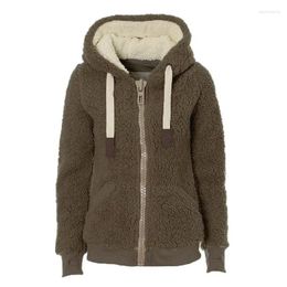 Women's Knits 2024 Women Winter Sweater Fluffy Thick Hooded Warm Zipper Cardigan Coat Spring Fleece Sherpa Tops Sweaters Beige