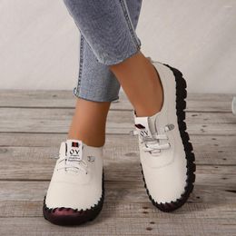 Casual Shoes Soft-soled Women's Single Women Retro Comfortable Flat Outdoor Lace-up Non-slip Loafers 43 Sneakers