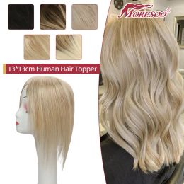Toppers Moresoo Hair Toppers 100% Real Human Hair Machine Remy Hair Brazilian Clip in Hair Piece for Women Mono and PU Top Straight