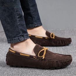 Shoes 2021 Mens Moccasin Grey Brown Black Loafers Men Leather Shoes Luxury Designer Brand Fashion Sneakers Flats Slip on Lightweight
