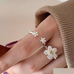 Band Rings Korean Flower Ring For Women Versatile And Fashionable Sier Plated Simple Drop Delivery Jewelry Otrbj