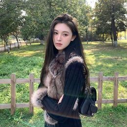 Yimeng Thickened Plush Winter New Environmental Friendly Lapel Zipper Slim Fit Fur Top Coat for Women
