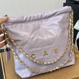 22Bag Designer Mini Women Gold Coin Pendant Garbage Bag Gold Hardware Mateless Chain Diamond Plaid Stitching Gold Letter Decoration Handbag Shoulder Bag 23cm