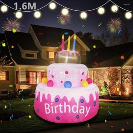 Party Decoration 1.6m 1.8m 6ft Birthday Cake Air Model Balloon Pink Inflatable Led Luminous Garden Props To Celebrate Anniversary