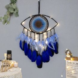 Stickers Evil Eye Dream Catcher For Bedroom With Lights Wall Hanging Dream Catchers Witch Dark Decor Gothic Wall Dreamcatchers Craft Gift