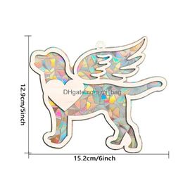 Garden Decorations Memorial Pet Sunshine Catcher Wings Window Sun Light Dog Modelling Design Decoration Tool For Tree Wall Drop Deliver Dhhin