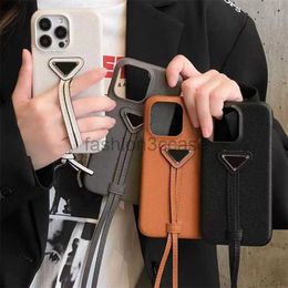 Women Iphone Case Designer Cell Phone Cases iPhone 15 14 12 13 11 Pro max Wrist Strap Phone Case Triangle Female Phone Protective Case