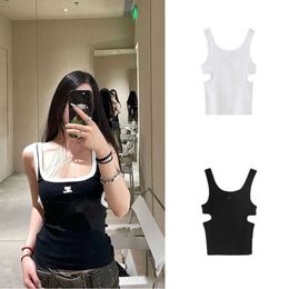Courreges Waist Hollow Out Design Letter Embroidered Strap 2023 Summer New Versatile Tank Top c2