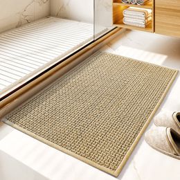 Beige Bathroom Rugs, Absorbent Bath Mats for Bathroom, 16 x 24, Soft Chenille Bathroom Mat, Small Bath Rugs Non Slip Washable, Quick Dry, Thin, Rug for Tub and Shower 1222190