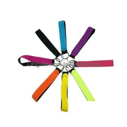 Party Favour Solid Colour Neoprene Wristlet Keychains Lanyard Strap Band Split Ring Key Chain Holder Hand Wrist Keychain Festive Favours Dhe9O